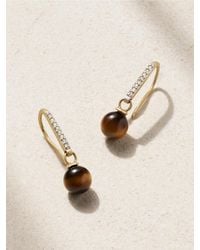 Mateo - 14-Karat, Tiger's Eye And Diamond Earrings - Lyst