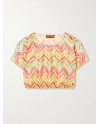 Missoni - Mare Cropped Striped Metallic Crochet-Knit Top - Lyst