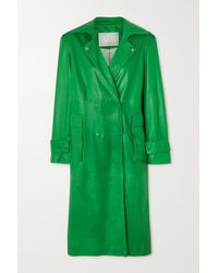 REMAIN Birger Christensen Pirene Double-breasted Leather Jacket - Green