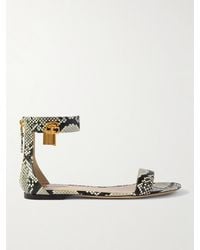 Tom Ford - Embellished Snake-Effect Leather Sandals - Lyst