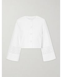 D'Estree - Ruby Broderie Anglaise-Trimmed Cotton-Poplin Jacket - Lyst