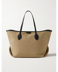 KHAITE - Amalia Textured Leather-Trimmed Canvas Tote - Lyst