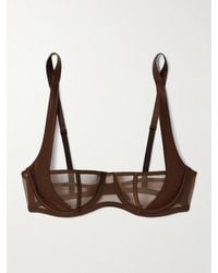 Kiki de Montparnasse - Illusion Silk-Blend Satin-Trimmed Tulle Underwired Balconette Bra - Lyst