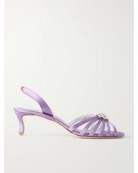 Manolo Blahnik - Fulmasli 50 Crystal-Embellished Satin Sandals - Lyst