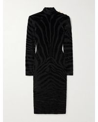 Balmain - Button-Embellished Devoré-Velvet Midi Dress - Lyst