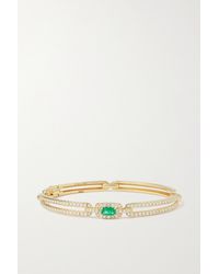 David Yurman Stax 18-karat Gold, Diamond And Emerald Bracelet - Green