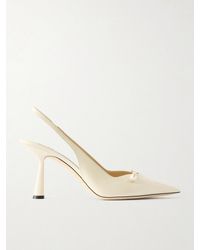 Jimmy Choo - Amita 85 Embellished Patent-Leather Slingback Pumps - Lyst