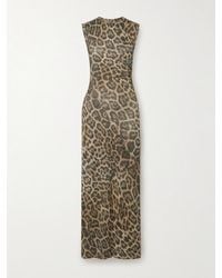 Stella McCartney - Ruched Leopard-Print Jersey Midi Dress - Lyst