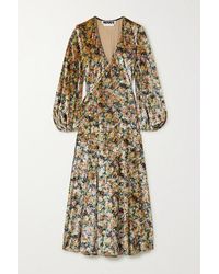 ROTATE BIRGER CHRISTENSEN Beatrix Wickel-midikleid Aus Stretch-samt Mit Blumenprint - Mehrfarbig
