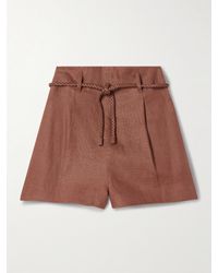 Zimmermann - Illuminate Belted Pleated Linen Shorts - Lyst