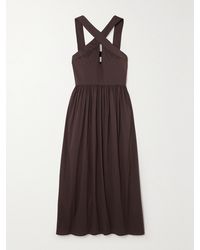 Max Mara - Beachwear Stelvio Cutout Cotton-Blend Poplin Midi Dress - Lyst