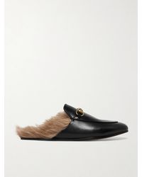 Gucci - Princetown Slippers Aus Leder Mit Shearling-futter Und Horsebit-detail - Lyst