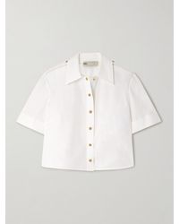 Tory Burch - Cotton Stretch Poplin Metal-Button Shirt - Lyst