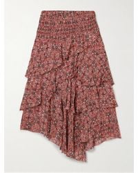 Isabel Marant - Brigitte Asymmetric Tiered Ruffled Printed Georgette Skirt - Lyst