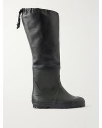 Rier - Farmer Leather-Trimmed Rubber Rain Boots - Lyst