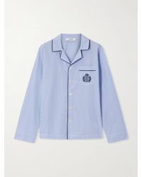 Sporty & Rich - Embroidered Striped Cotton-Poplin Pajama Shirt - Lyst