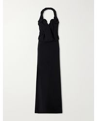 Magda Butrym - Floral-Appliquéd Ruched Wool-Blend Maxi Dress - Lyst