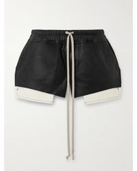 Rick Owens - Fog Mehrlagige Shorts Aus Leder Und Jersey - Lyst