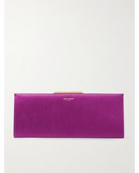 Saint Laurent - Midnight Small Satin Clutch - Lyst