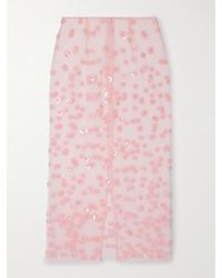 Cecilie Bahnsen - Gus Embellished Tulle Midi Skirt - Lyst