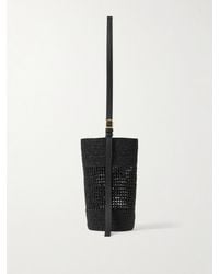 KHAITE - Billie Leather-Trimmed Raffia Bucket Bag - Lyst