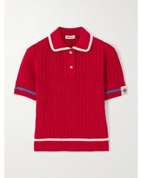 Bally - Striped Open-Knit Cotton Polo Shirt - Lyst