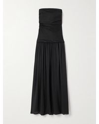 Faithfull the Brand - Hedy Strapless Gathered Linen And Voile Maxi Dress - Lyst