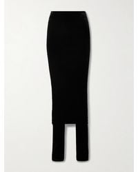 Alaïa - Mehrlagige Hose Mit Geradem Bein Aus Stretch-Samt - Lyst