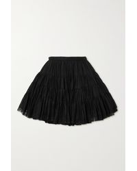 RED Valentino Tiered Lace-trimmed Cotton-voile Mini Skirt - Black