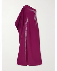 ‎Taller Marmo - Palladium One-Shoulder Crystal-Embellished Crepe-Cady Gown - Lyst