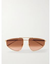Bottega Veneta - Ribbon Aviator-Style-Tone Sunglasses - Lyst