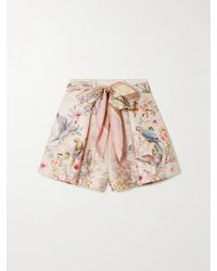 Zimmermann - Rebellion Tuck Tie-Detailed Printed Silk And Cotton-Blend Shorts - Lyst