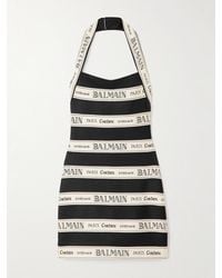 Balmain - Striped Jacquard-Knit Halterneck Mini Dress - Lyst