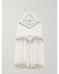 Rabanne - Fringed Embellished Macramé Halterneck Top - Lyst