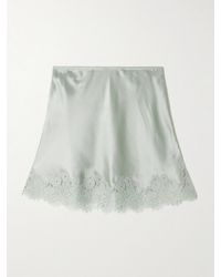 Doen - Giuliette Lace-Trimmed Floral-Print Silk-Charmeuse Skirt - Lyst