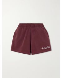 Sporty & Rich - Syracuse Logo-Embroidered Cotton-Fleece Shorts - Lyst