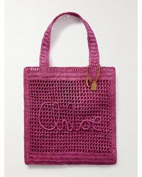 Chloé - Summer Banana Tote Aus Geflochtenem Raffiabast Mit Verzierung - Lyst