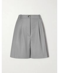 Anine Bing - Brice Pleated Wool-Blend Shorts - Lyst