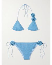 Oséree - Lumière Rose Appliquéd Lurex Triangle Bikini - Lyst