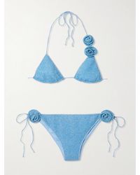 Oséree - Lumière Rose Triangel-Bikini Aus Lurex Mit Applikationen - Lyst