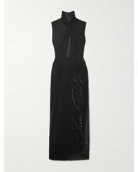 Jean Paul Gaultier - Robe Longue Dos Ouvert En Tulle À Sequins, Fronces Et Ornement - Lyst