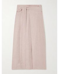 Loro Piana - Belted Linen, Wool And Silk-Blend Midi Skirt - Lyst