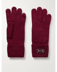 Gucci - Horsebit-Detailed Leather-Trimmed Wool Gloves - Lyst