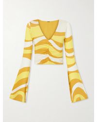 Cala De La Cruz - Aelin Ruched Printed Jersey Top - Lyst