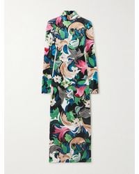 Mary Katrantzou - Robe Midi À Col Montant En Velours Stretch Imprimé Farris - Lyst