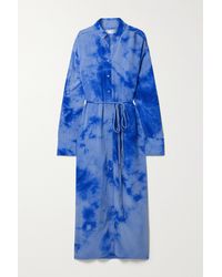 PROENZA SCHOULER WHITE LABEL Hemdblusenkleid Aus Crêpe De Chine Aus Seide Mit Batikmuster - Blau