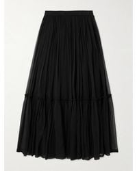Saint Laurent - Tiered Gathered Silk-Chiffon Maxi Skirt - Lyst