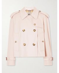 Burberry - Haltye Double-Breasted Belted Cotton-Gabardine Cropped Trench Jacket - Lyst