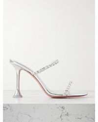 AMINA MUADDI - Gigi Crystal-Embellished Mirrored-Leather Mules - Lyst