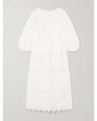 Vita Kin - Balthazar Midikleid Aus Baumwollbatist Mit Biesen, Lochstickerei Und Wellenkante - Lyst